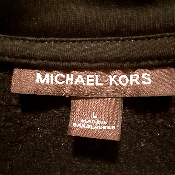Michael Kors Men's 1/4 Zip Sweater Pullover Black with Logo Size L - Picture 6 of 8